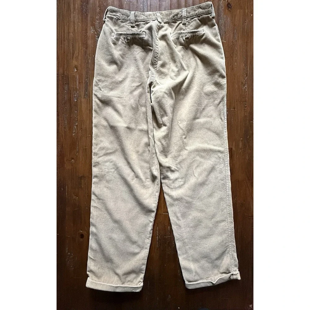 VINTAGE~BUGLE BOY Original Corduroy Pants Mens Sz 34x32 TAN Pleated Cuffed